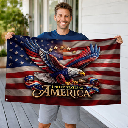 SP-01 God and Country Flag Christian Patriotism Bald Eagle Memorial Day