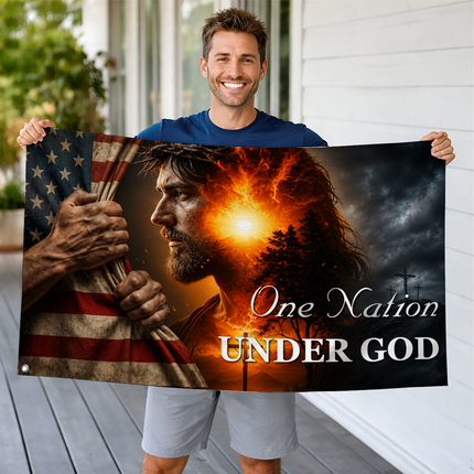 SP-01 Christian Freedom One Nation Under God Jesus Patriotic Flag Memorial Day