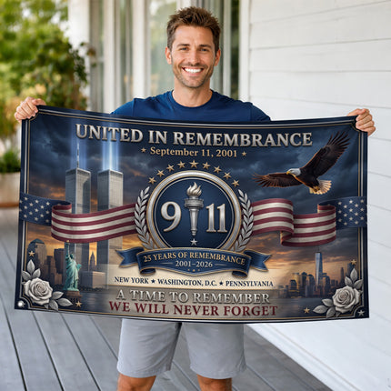Patriot Day 25th Anniversary United in Remembrance Memorial Grommet Flag