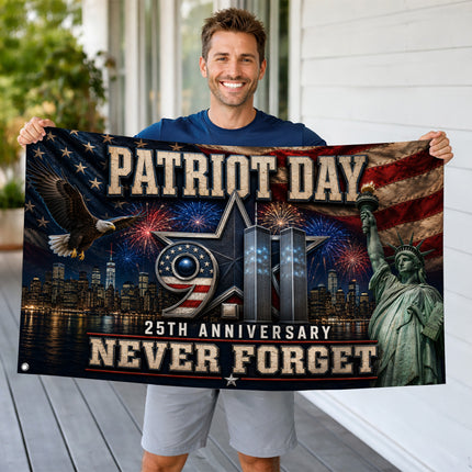 Patriot Day 25th Anniversary Never Forget Grommet Flag
