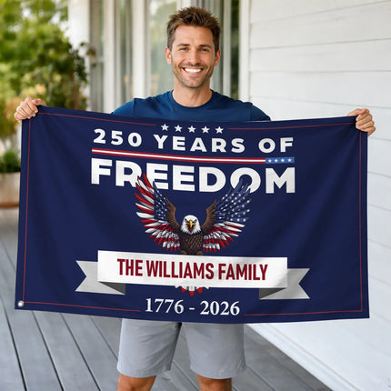Personalized 250 Years of Freedom Patriotic Eagle House Flag HOF23 - Charming Present