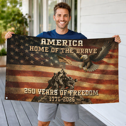 America Home of the Brave Iwo Jima 250 Years of Freedom House Flag