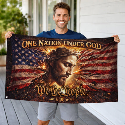 One Nation Under God We The People Grommet Flag