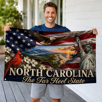 North Carolina Grommet Flag Tar Heel State Eagle Cardinal Liberty