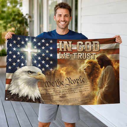 SP-01 Jesus Christ Patriotic Flag In God We Trust Constitution Day