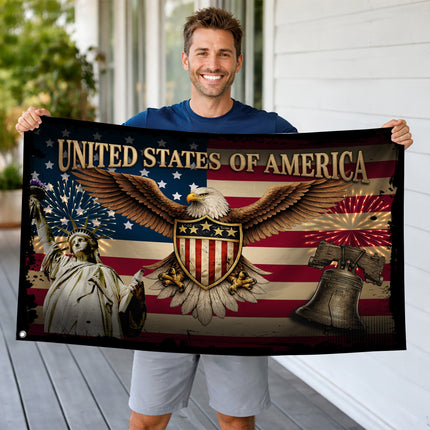SP-01 American Heritage Flag Bald Eagle Liberty Military Appreciation