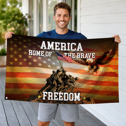 SP-01 Lighthouse Patriotic Decor Home of the Brave Eagle Memorial Day