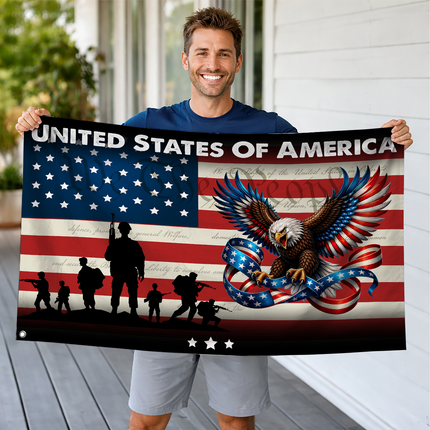 SP-01 American Pride Flag Eagle Soldier Tribute Military Reunion