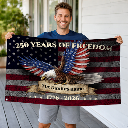 Personalized 250 Years of Freedom Patriotic Eagle Flag HOF7