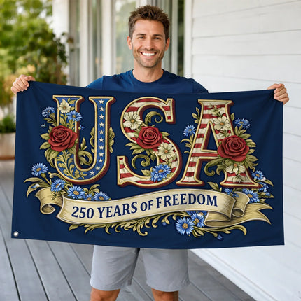 USA Floral 250 Years of Freedom America 250 House Flag