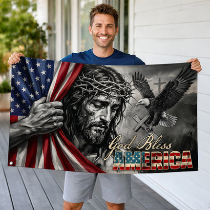 SP-01 God Bless America Christian Patriotic Flag Faith Over Fear