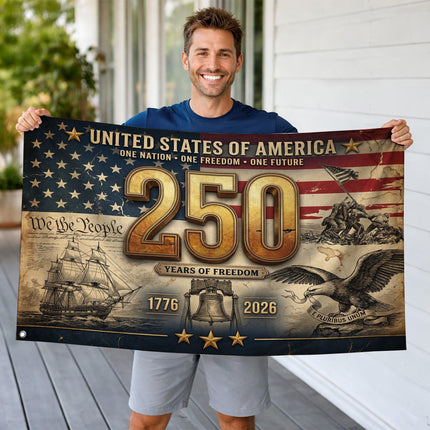United States of America 250 Years of Freedom Iwo Jima Tall Ship House Flag