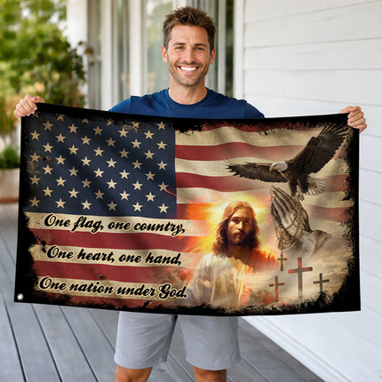 SP-01 One Nation Under God Christian Faith Grommet Flag