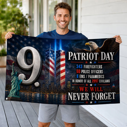 Patriot Day 25th Anniversary 9.11 Heroes Never Forget Grommet Flag