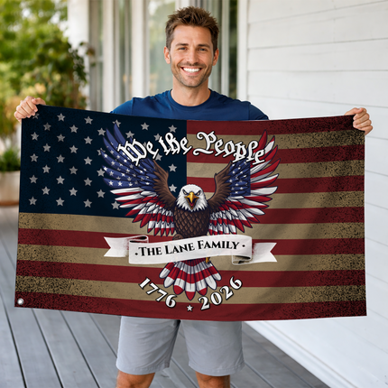 Personalized We The People Patriotic Eagle Flag