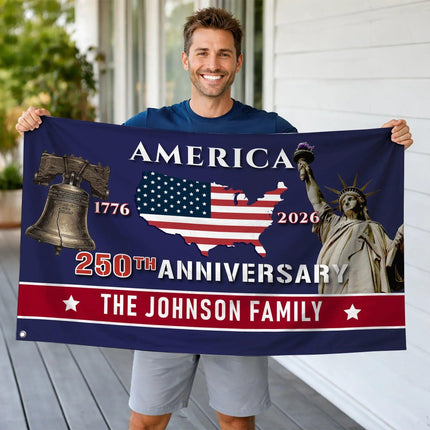 Personalized America 250th Anniversary Patriotic House Flag HOF19 - Charming Present