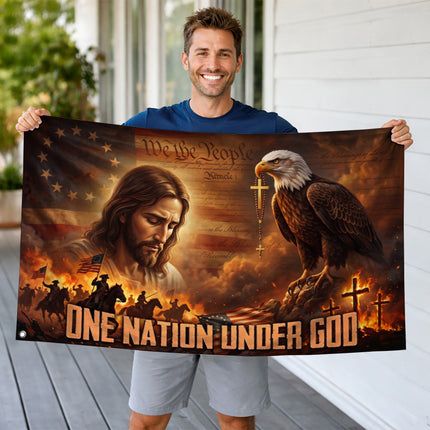 SP-01 Nation Under God Christian Patriotic Grommet Flag