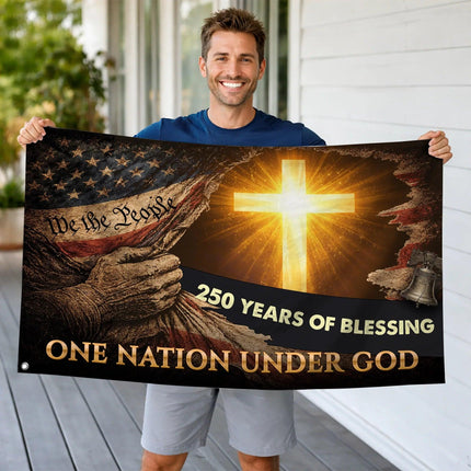 One Nation Under God Christian House Flag America 250 HOF15 - Charming Present