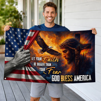SP-01 God Bless America Faith Over Fear Flag Independence Day