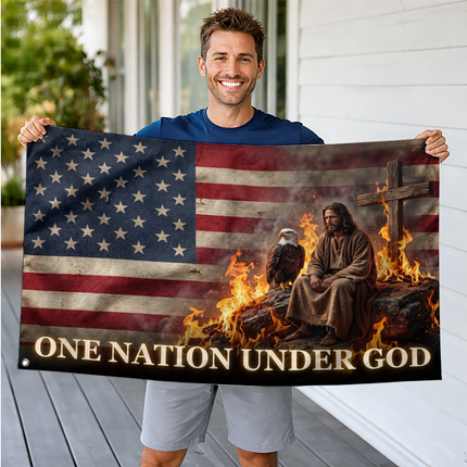 SP-01 Jesus Christ One Nation Under God Christian American Flag