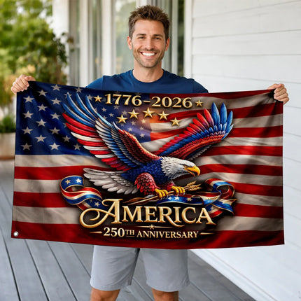 America 250th Anniversary Patriotic Eagle Wings House Flag