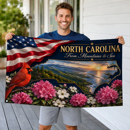 North Carolina Grommet Flag Mountains to Sea Cardinal Floral