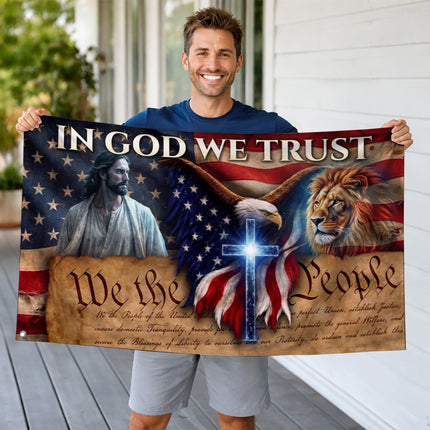 SP-01 In God We Trust We The People Christian Freedom Flag