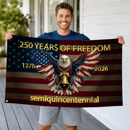 Semiquincentennial Eagle Golden Bell America 250 House Flag