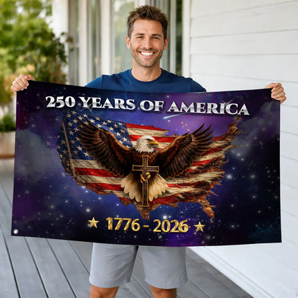 250 Years of America Eagle Cross Patriotic House Flag