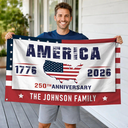 Personalized America 250th Anniversary USA Map House Flag HOF20 - Charming Present