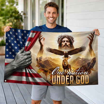 SP-01 One Nation Under God Christian Patriotic Flag National Day of Prayer