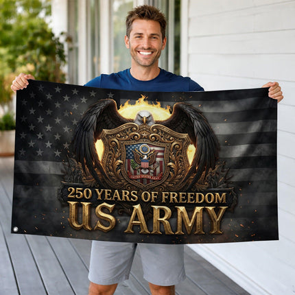 US Army Eagle Golden Shield 250 Years of Freedom House Flag