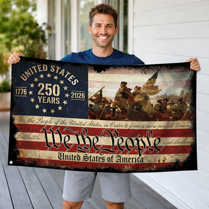 Washington Crossing We The People America 250 House Flag