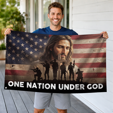 SP-01 One Nation Under God Flag Biblical Faith Church Decoration