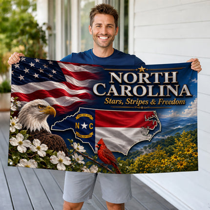 North Carolina Grommet Flag Stars Stripes Freedom Eagle Cardinal