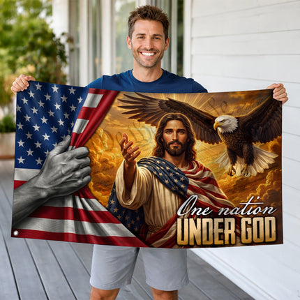 SP-01 One Nation Under God Christian Heritage Patriotic Flag