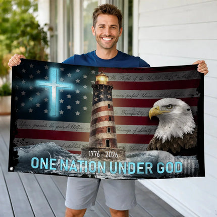 One Nation Under God Christian Patriot House Flag America 250 HOF8 - Charming Present