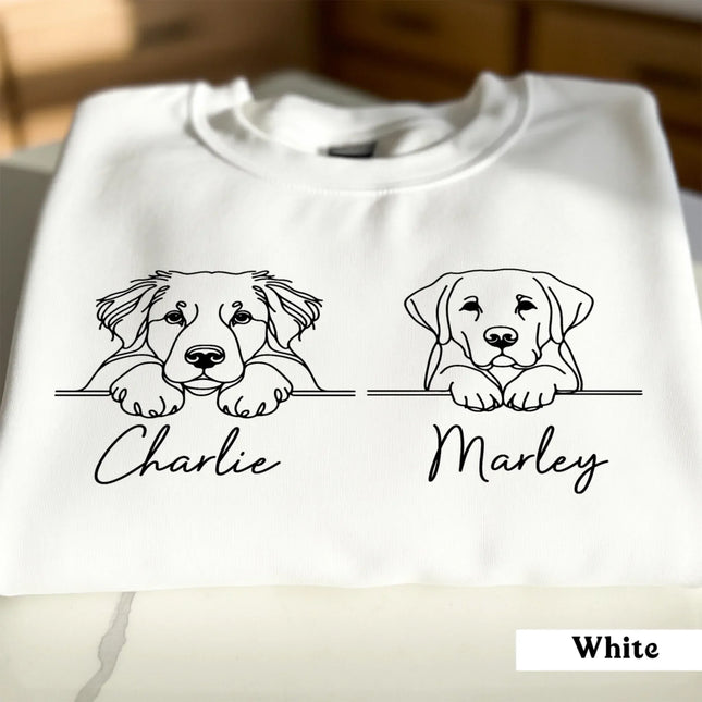 Personalized Embroidered Dog Sweatshirt – Custom Embroidered Pet Line Drawing with Name - Charming Present