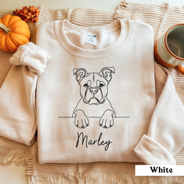 Personalized Embroidered Dog Sweatshirt – Custom Embroidered Pet Line Drawing with Name - Charming Present