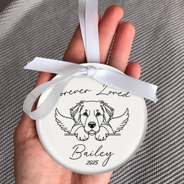 Personalized Pet Memorial Ornament - Dog Christmas Ornament - Forever Loved Remembrance Gift - Charming Present