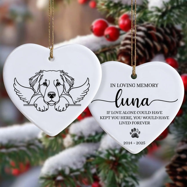 Personalized Pet Memorial Ornament - Dog Christmas Ornament - In Loving Memory Paw Ornament 2 Sided - Charming Present
