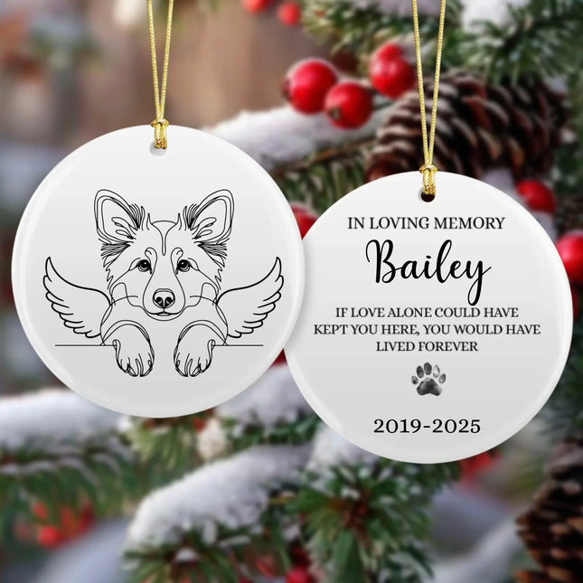 Personalized Pet Memorial Ornament - Dog Christmas Ornament - In Loving Memory Paw Ornament 2 Sided - Charming Present