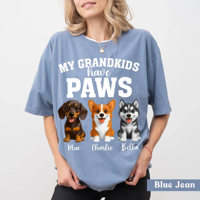 Personalized Dog Comfort Colors Shirt and Sweatshirt - Grandkids Shirt with Dog Names - Dog Grandma Gift - Charming Present