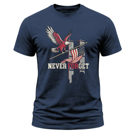 9/11 Never Forget Bald Eagle American Flag Patriot Day Memorial T-Shirt