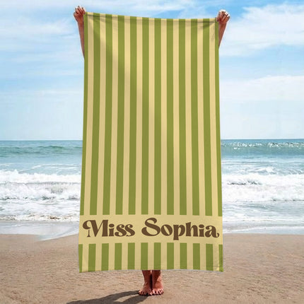 Personalized Teacher Beach Towel Striped Name