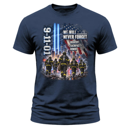 25th Anniversary Patriot Day 911 Firefighter Never Forget Memorial T-Shirt