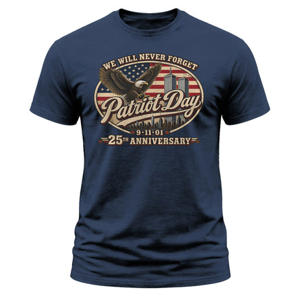 Patriot Day 9/11 25th Anniversary Never Forget American Eagle T-Shirt