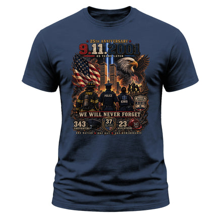 25th Anniversary Patriot Day 911 First Responders Never Forget Memorial T-Shirt