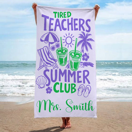 Personalized Teacher Beach Towel Summer Club Custom Name