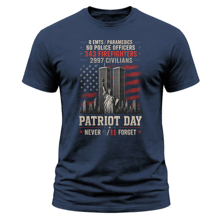 25th Anniversary Patriot Day 911 First Responders Never Forget Memorial T-Shirt